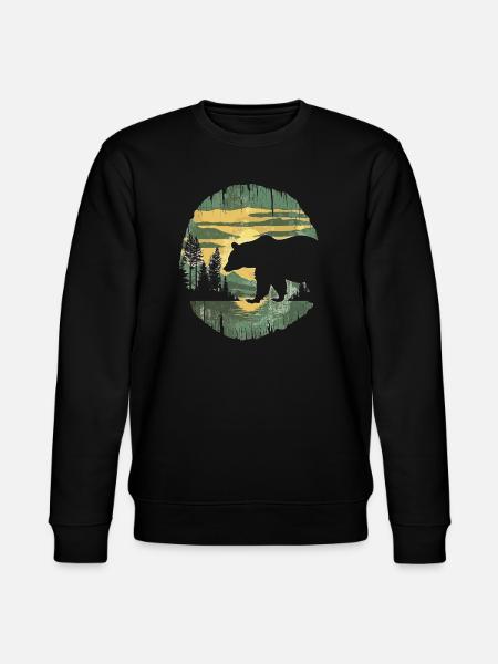 Retro Outdoor Wilderness Bärenbäume - Stanley/Stella Unisex Bio-Sweatshirt CHANGER  - Schwarz