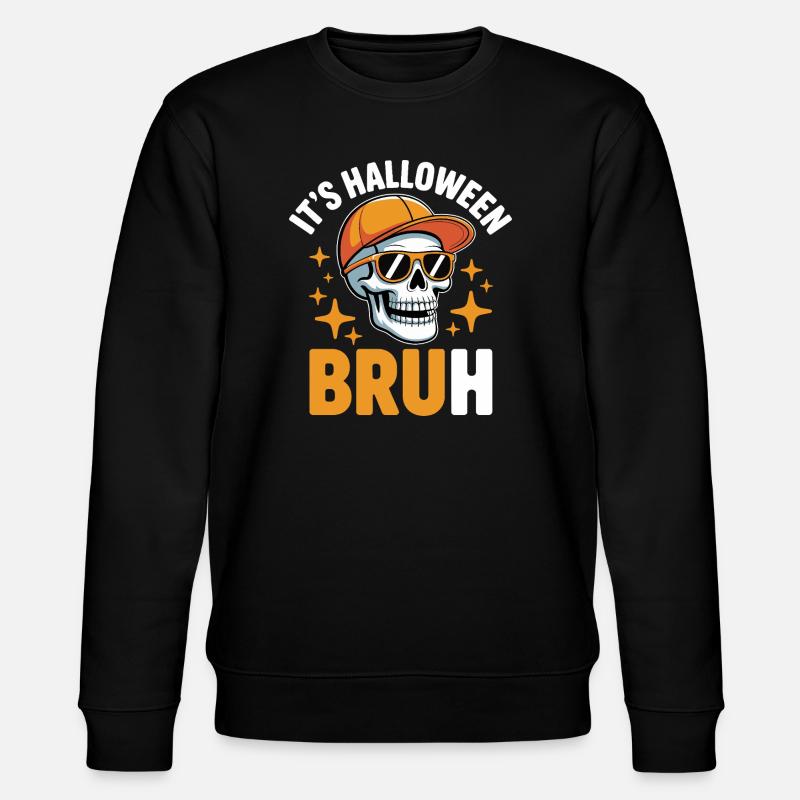 Bruh Skull Halloween Tee - Stanley/Stella CHANGER Unisex Organic Sweatshirt - black