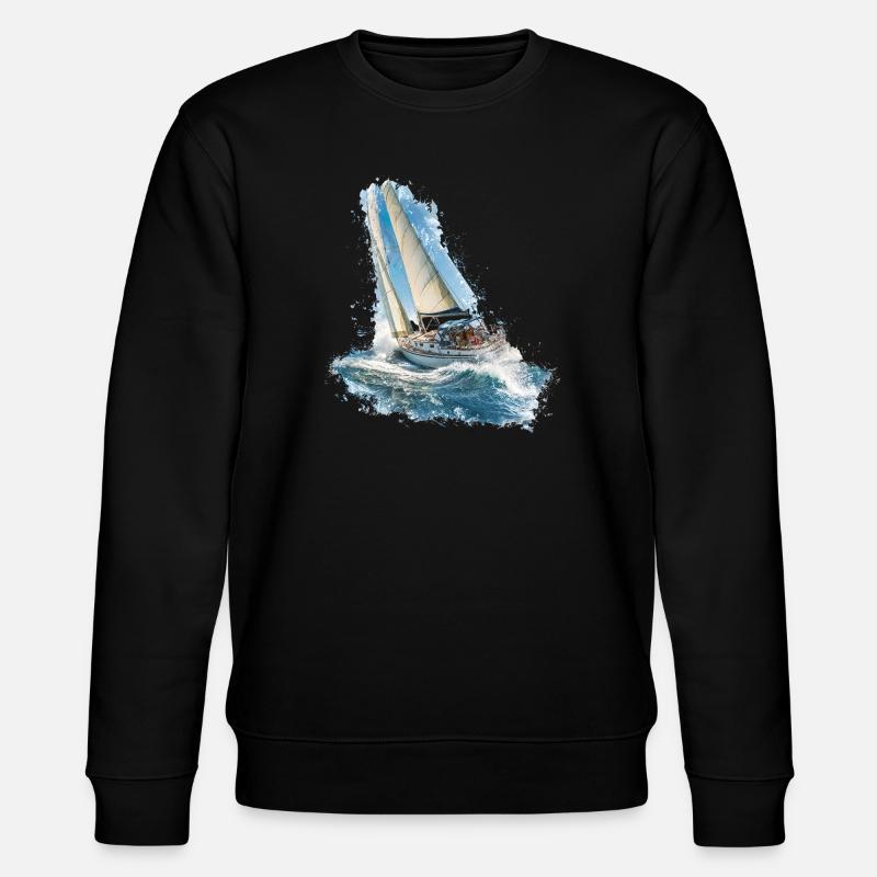 Segelboot im Wellenrauschen - Stanley/Stella Unisex Bio-Sweatshirt CHANGER  - Schwarz