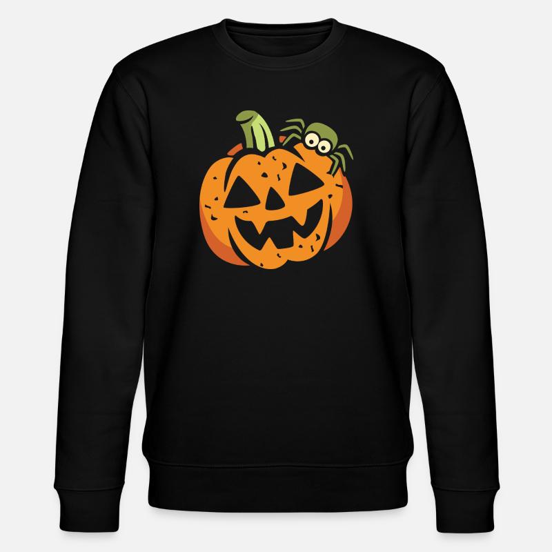 Lustiger Halloween-Kürbis mit Spinne - Stanley/Stella Unisex Bio-Sweatshirt CHANGER  - Schwarz