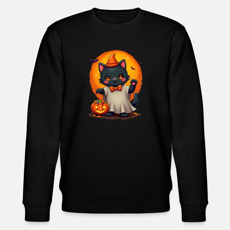 Chat d’Halloween avec citrouille d’Halloween - Sweat bio CHANGER Stanley/Stella Unisexe - noir