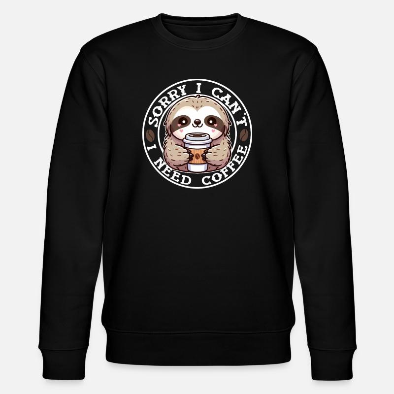 Faultier Süßer Runder Kaffee - Stanley/Stella Unisex Bio-Sweatshirt CHANGER  - Schwarz