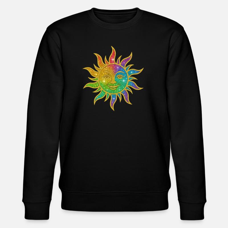 Regenbogen Sonne Glitzerstern - Stanley/Stella Unisex Bio-Sweatshirt CHANGER  - Schwarz