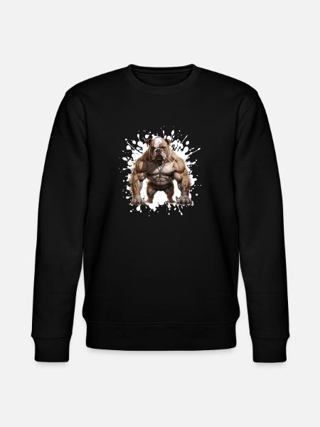 Bulldog Dog Muscles Bodybuilding - Stanley/Stella CHANGER Unisex Organic Sweatshirt - black