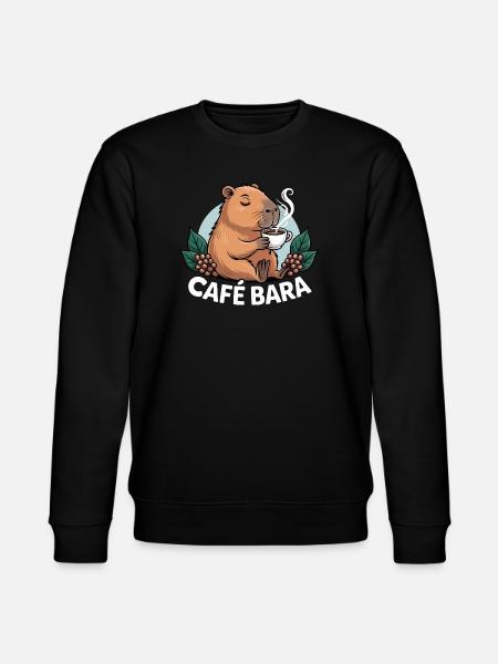 Café Bara - Funny Capybara T-Shirt - Stanley/Stella CHANGER Unisex Organic Sweatshirt - black