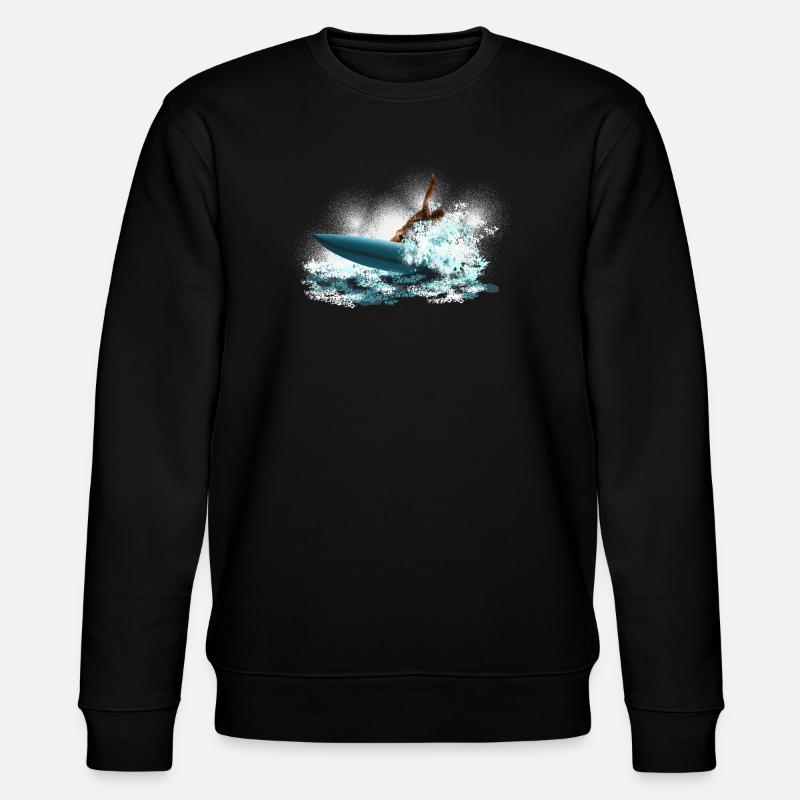 Wellenreiter Sturmwelle Surfer - Stanley/Stella Unisex Bio-Sweatshirt CHANGER  - Schwarz