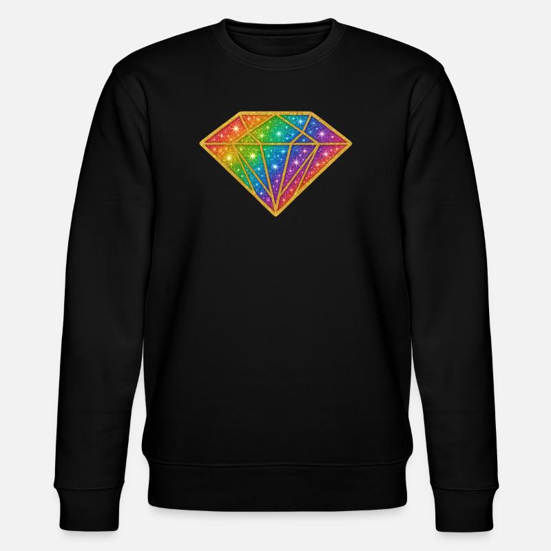 Rainbow Diamond Glitter - Stanley/Stella CHANGER Unisex Organic Sweatshirt - black