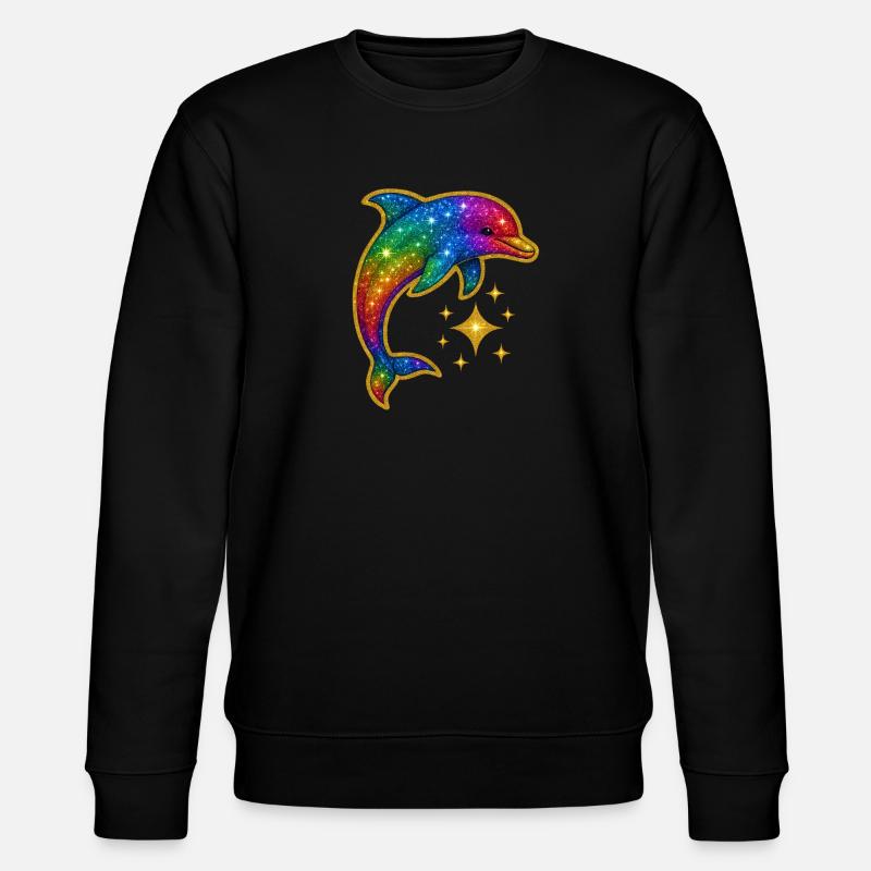 Regenbogenleuchtender Delfin der Sterne - Stanley/Stella Unisex Bio-Sweatshirt CHANGER  - Schwarz