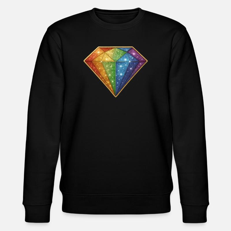Rainbow Glitter Diamond - Stanley/Stella CHANGER Unisex Organic Sweatshirt - black