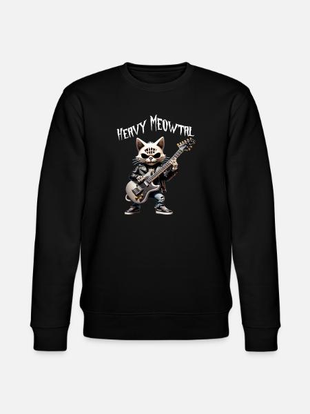 Cat Rocker with Guitar - Stanley/Stella CHANGER Unisex Organic Sweatshirt - black