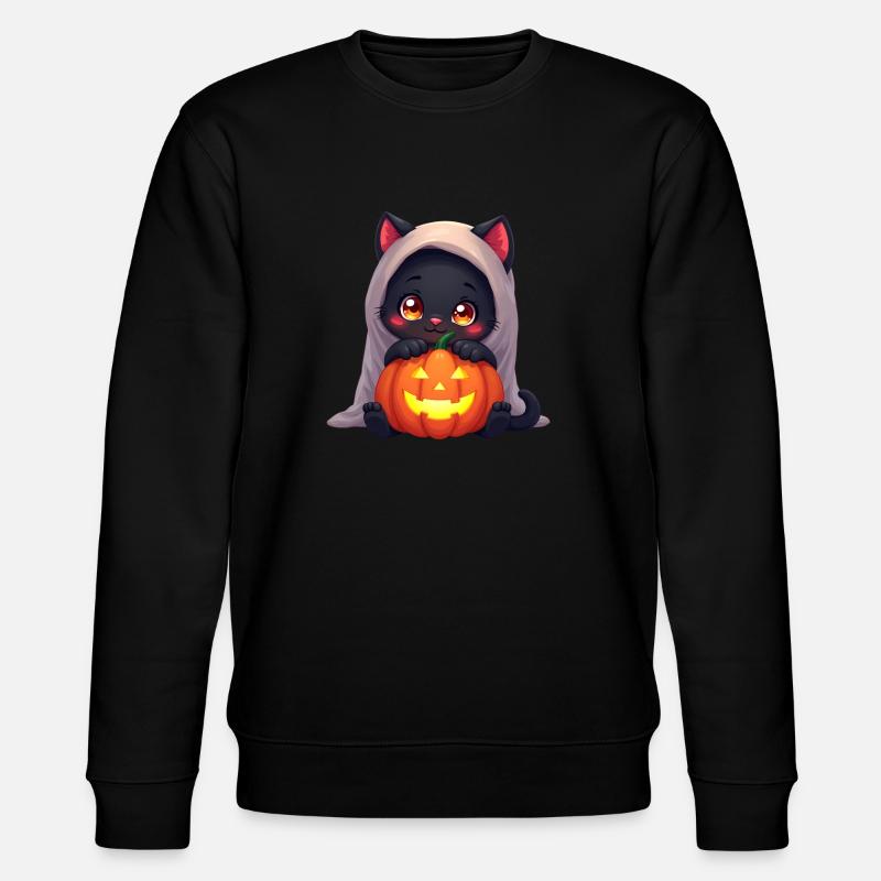 Chat d’Halloween avec citrouille d’Halloween - Sweat bio CHANGER Stanley/Stella Unisexe - noir