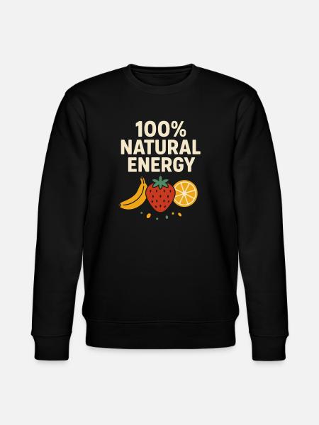 100% Natural Energy – Fruit Lover Design - Stanley/Stella CHANGER Unisex Organic Sweatshirt - black