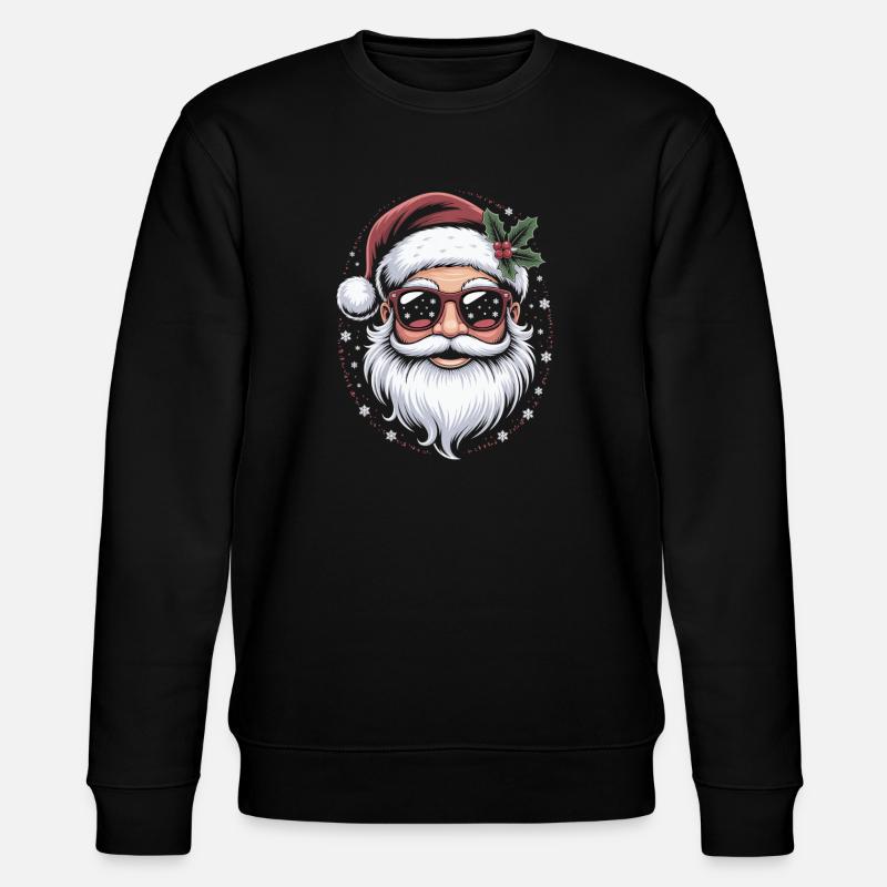 Hipster Santa mit Sonnenbrille - Stanley/Stella Unisex Bio-Sweatshirt CHANGER  - Schwarz