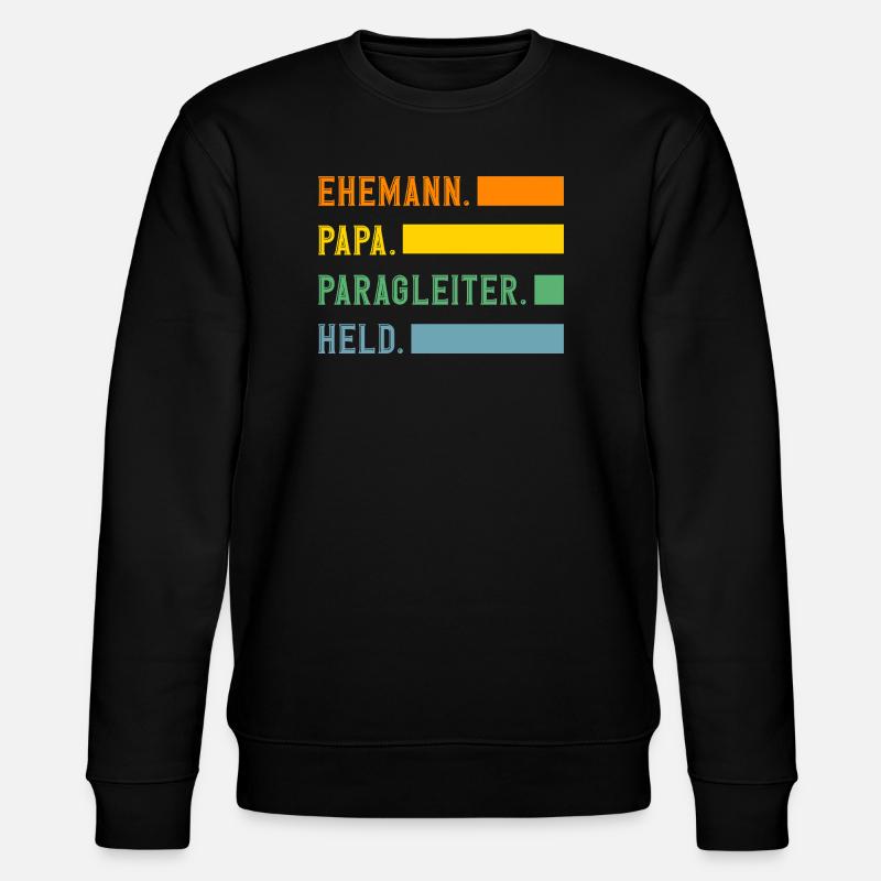 Ehemann Papa Gleitschirm Abenteuer Paragliding - Stanley/Stella Unisex Bio-Sweatshirt CHANGER  - Schwarz