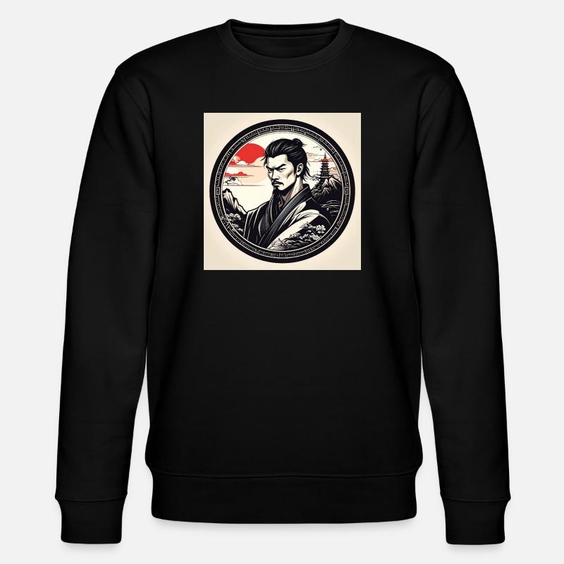Samurai in circle frame sunset - Stanley/Stella CHANGER Unisex Organic Sweatshirt - black