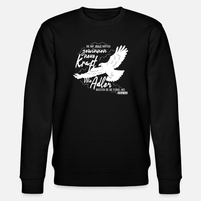 Isaiah 40:31 - Like Eagle Lettering - Stanley/Stella CHANGER Unisex Organic Sweatshirt - black
