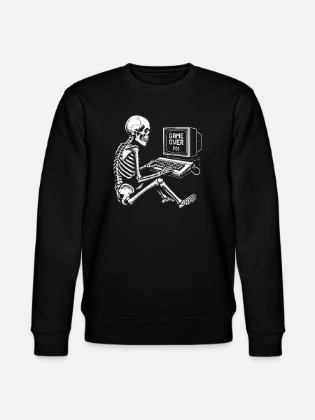 Skeleton Gamer at Console - Stanley/Stella CHANGER Unisex Organic Sweatshirt - black