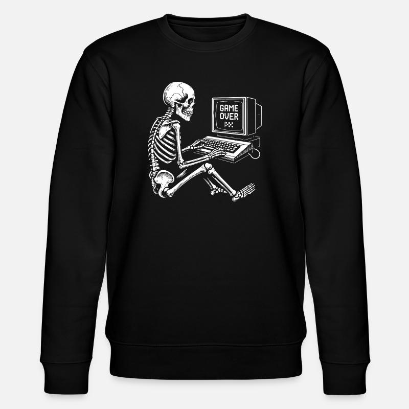 Skeleton Gamer an der Konsole - Stanley/Stella Unisex Bio-Sweatshirt CHANGER  - Schwarz