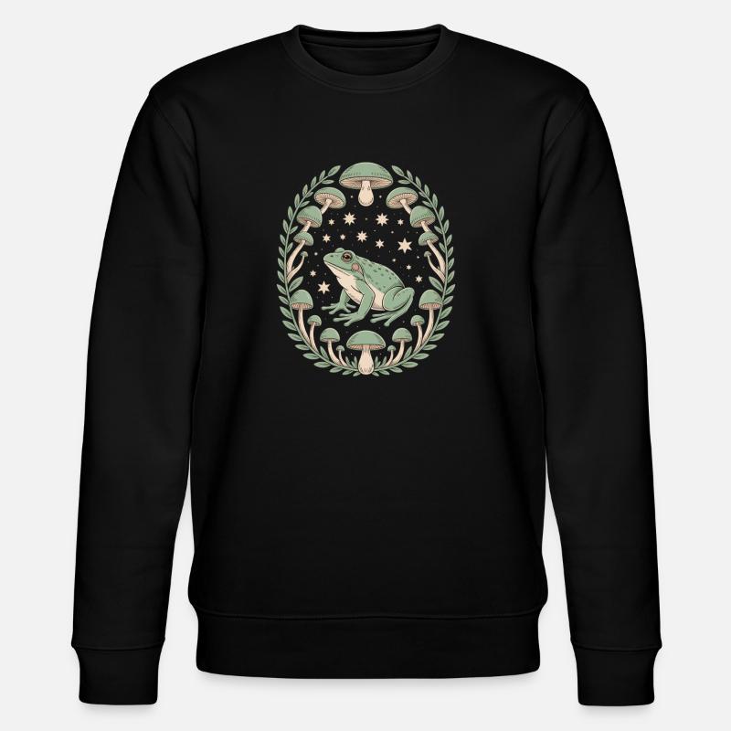 Grenouille et champignons avec ciel étoilé - Sweat bio CHANGER Stanley/Stella Unisexe - noir