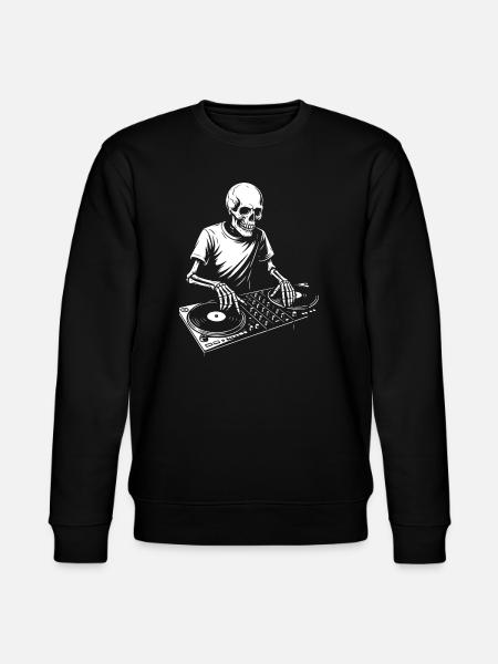 Skeleton DJ on Turntables - Stanley/Stella CHANGER Unisex Organic Sweatshirt - black