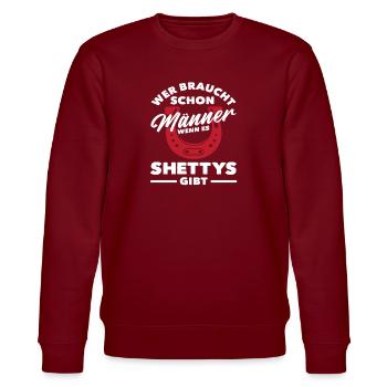 Pferdemädchen Reiten Ponyfans Reiter Shetty - Stanley/Stella Unisex Bio-Sweatshirt CHANGER  - Burgunderrot - Vorne - Nik (191cm) & Marisol (170cm)
