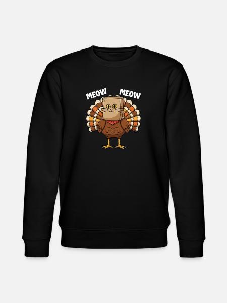Turkey Cat Thanksgiving Fall Harvest - Stanley/Stella CHANGER Unisex Organic Sweatshirt - black