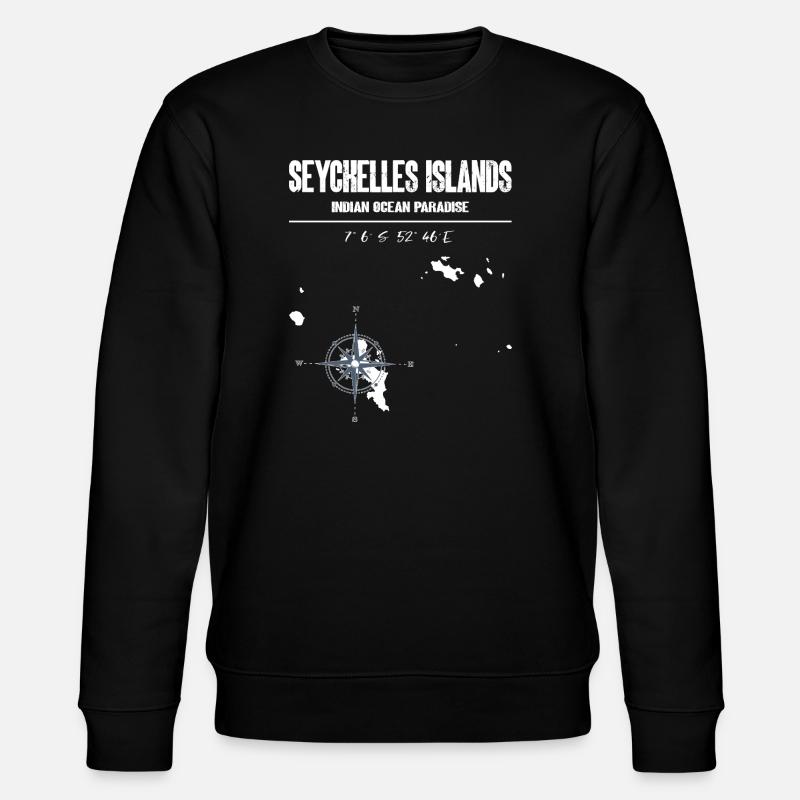 Seychelles Map Compass Vintage Design - Stanley/Stella CHANGER Unisex Organic Sweatshirt - black