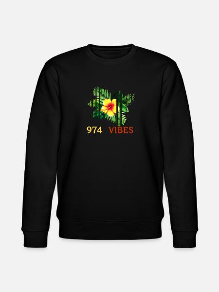 Tropical Hibiscus 974 Vibes - Stanley/Stella CHANGER Unisex Organic Sweatshirt - black