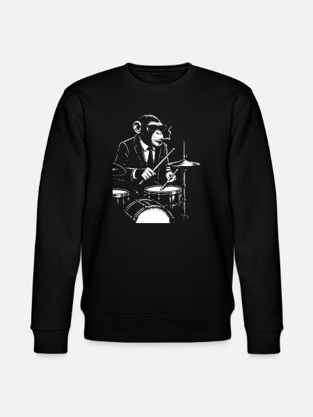 Jazz Monkey playing the Drums - Stanley/Stella CHANGER Unisex Organic Sweatshirt - black