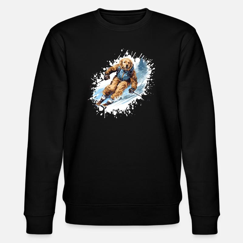 Golden Retriever Chien Ski Ski - Sweat bio CHANGER Stanley/Stella Unisexe - noir