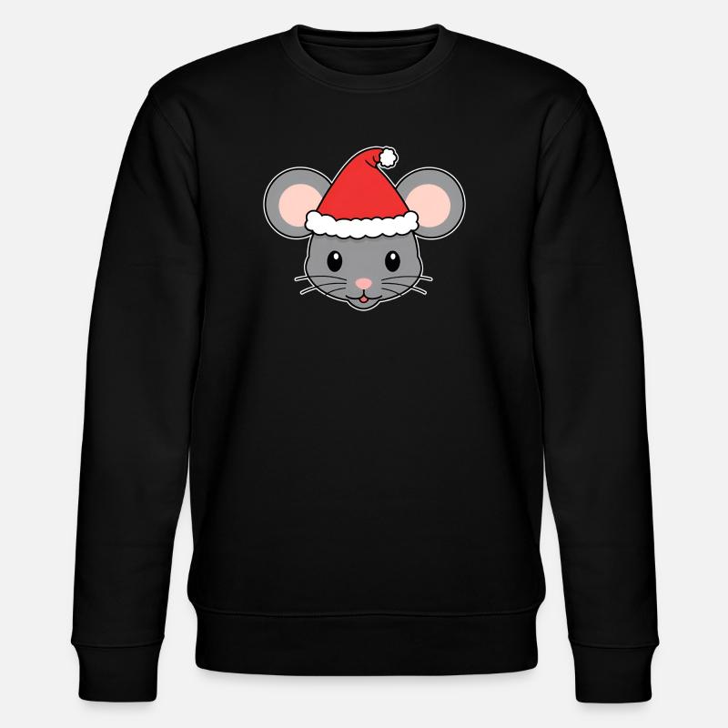 Weihnachtsmaus mit Santa-Hut - Stanley/Stella Unisex Bio-Sweatshirt CHANGER  - Schwarz