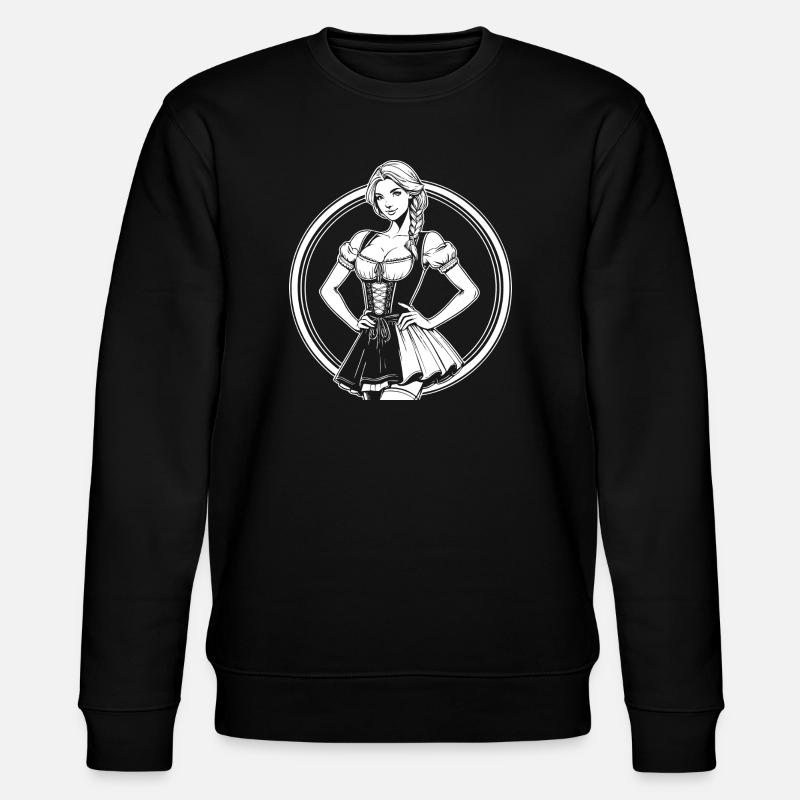 Cooles Dirndl Comic Design - Stanley/Stella Unisex Bio-Sweatshirt CHANGER  - Schwarz