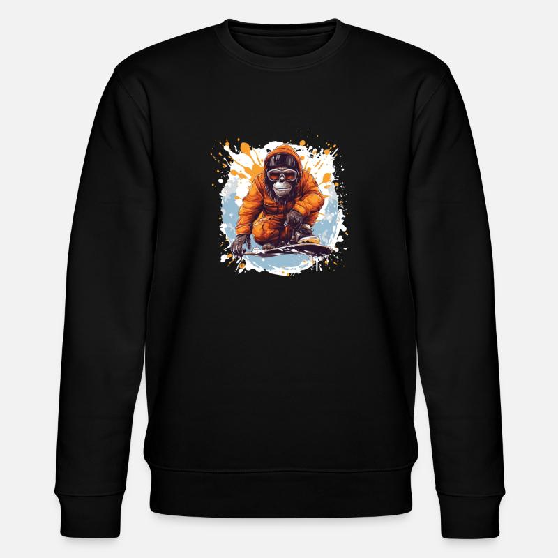 Monkey Snowboard - Stanley/Stella CHANGER Unisex Organic Sweatshirt - black