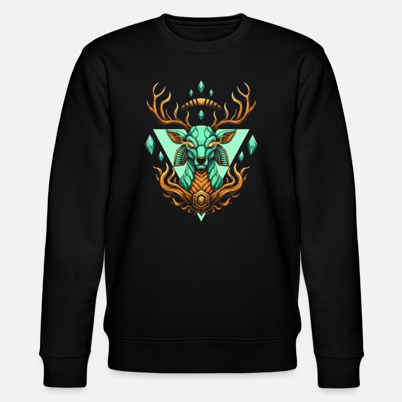 Grüner Kristallhirsch - Stanley/Stella Unisex Bio-Sweatshirt CHANGER  - Schwarz