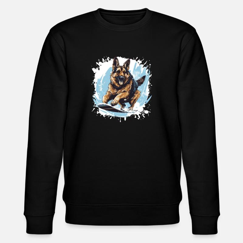 German Shepherd Dog Snowboard - Stanley/Stella CHANGER Unisex Organic Sweatshirt - black