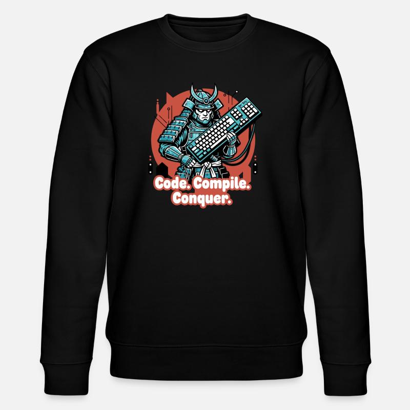 Code Battle Samurai with Keyboard - Stanley/Stella CHANGER Unisex Organic Sweatshirt - black