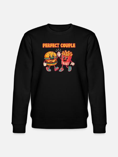 Perfekt par burger og pommes frites sjov illustration - Stanley/Stella økologisk unisex-sweatshirt CHANGER  - sort