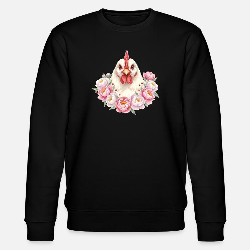 Weisses Huhn - Stanley/Stella Unisex Bio-Sweatshirt CHANGER  - Schwarz