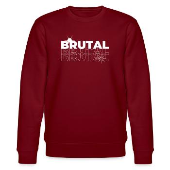 Brutaler geometrischer Echo-Druck - Stanley/Stella Unisex Bio-Sweatshirt CHANGER  - Burgunderrot - Vorne - Nik (191cm) & Marisol (170cm)