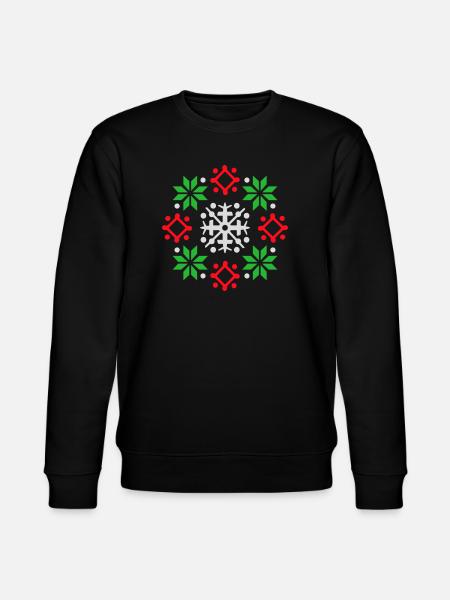 Snowflakes Pattern Christmas Sweater Snow - Stanley/Stella CHANGER Unisex Organic Sweatshirt - black