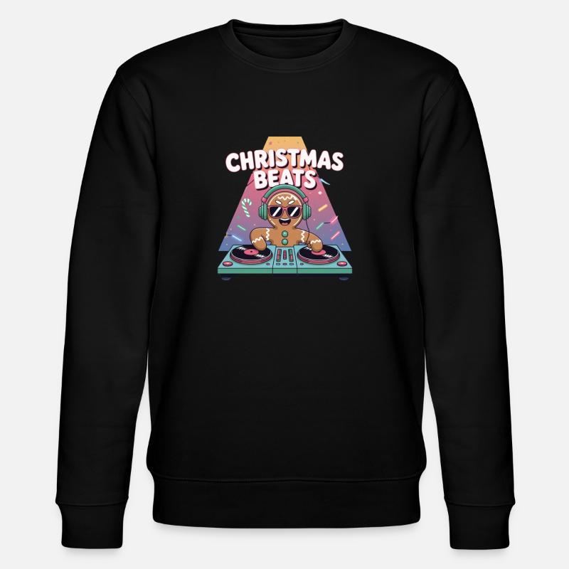 Christmas Beats DJ Gingerbread - Stanley/Stella CHANGER Unisex Organic Sweatshirt - black