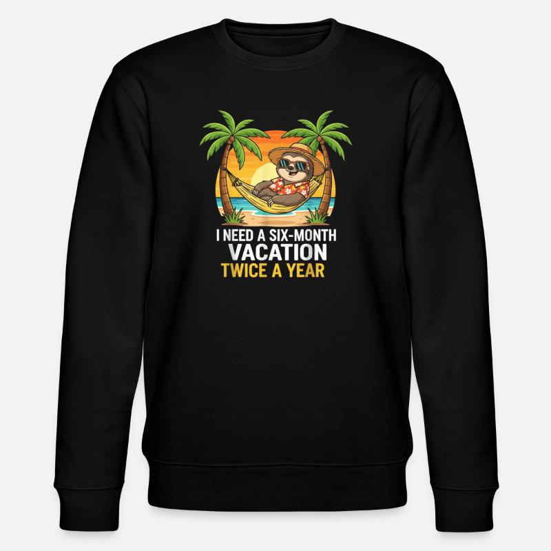 Sechsmonatiges Urlaubsfaultier - Stanley/Stella Unisex Bio-Sweatshirt CHANGER  - Schwarz