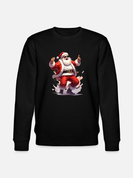 Joulupukki tanssii rock-musiikin tahtiin - Stanley/Stella CHANGER unisex luomu-collegepaita - musta