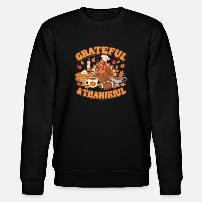 Dankbare und dankbare Türkei - Stanley/Stella Unisex Bio-Sweatshirt CHANGER  - Schwarz