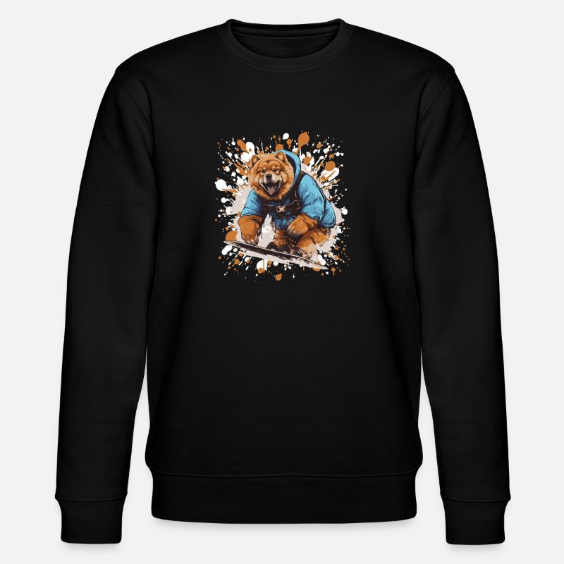 Chow Chow Hund Snowboard Sport - Stanley/Stella Unisex Bio-Sweatshirt CHANGER  - Schwarz