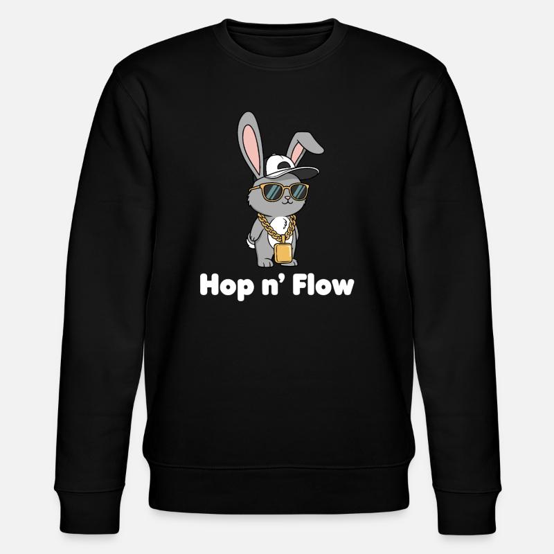 Lapin Hop n’Flow avec chaîne - Sweat bio CHANGER Stanley/Stella Unisexe - noir