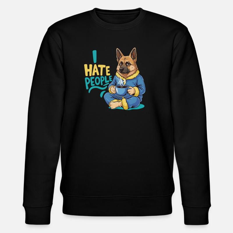 Schäferhund Kaffee Morgenmuffel Lustig Hund - Stanley/Stella Unisex Bio-Sweatshirt CHANGER - Schwarz