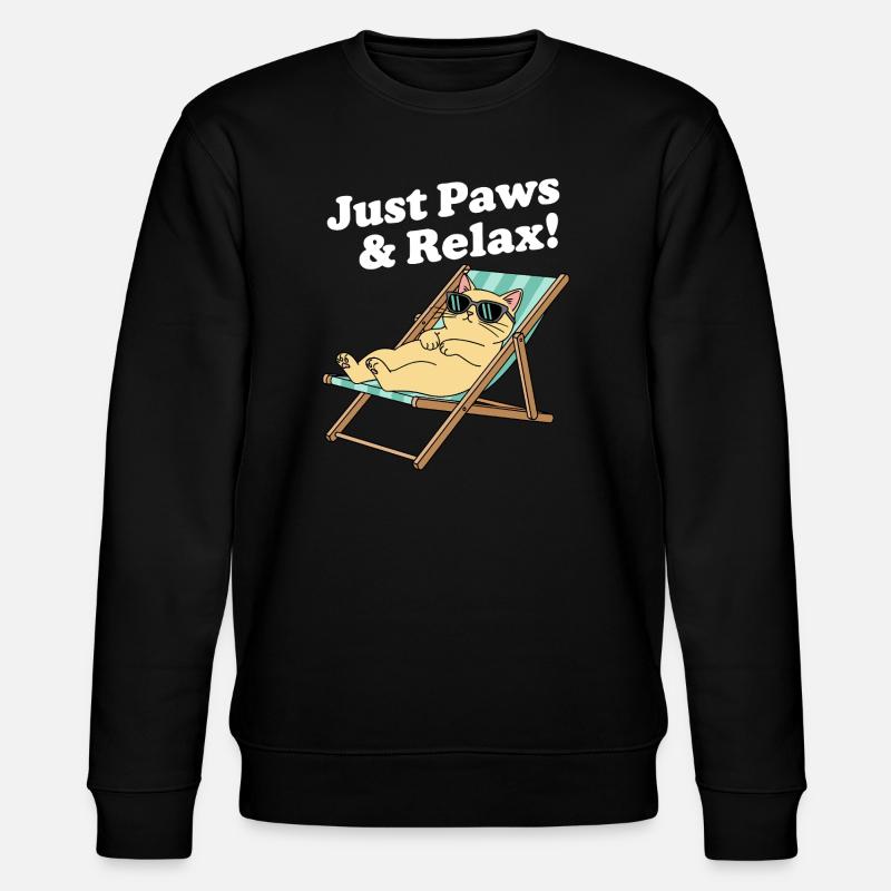 Relax cat in deck chair - Stanley/Stella CHANGER Unisex Organic Sweatshirt - black