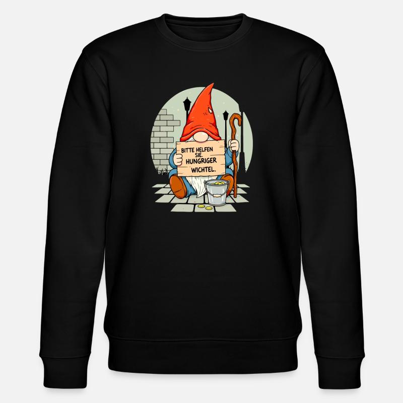 Hungeriger Wichtel | Bitte Helfen Sie Gnome  - Stanley/Stella Unisex Bio-Sweatshirt CHANGER  - Schwarz