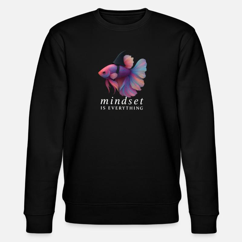 Mindset Fighting Fish Helm, Motivationsspruch - Stanley/Stella Unisex Bio-Sweatshirt CHANGER  - Schwarz